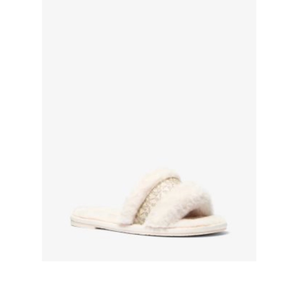 Michael Kors Cream Fuzzy Slippers